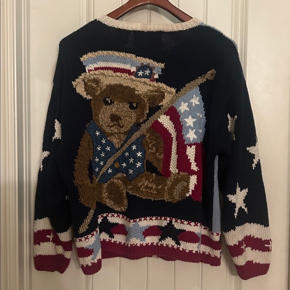 Eagles Eye Sweaters - Patriotic Flag Eagle’s Eye M hand Knit Cardigan Sweater